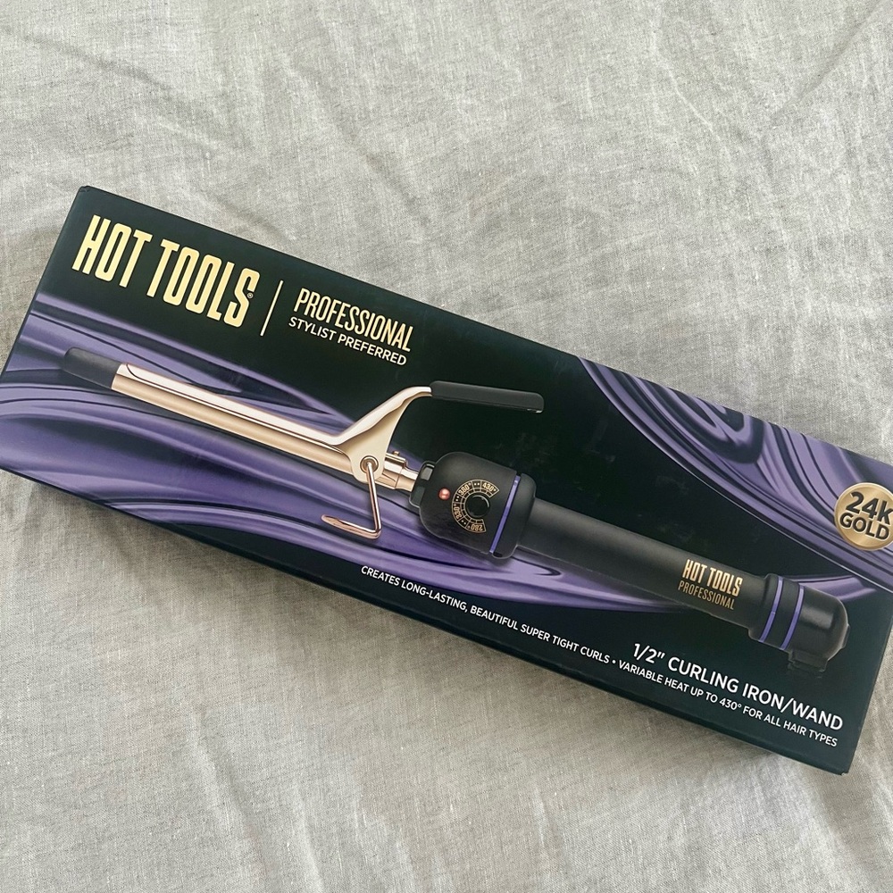 Professional 24K 1/2” Gold Curling Iron Wand
